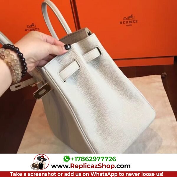 Hermes Pearl Grey Clemence Birkin 35cm Lushentic AAAAA Grade Replica - Image 5