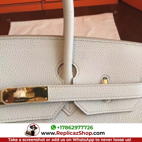 Hermes Pearl Grey Clemence Birkin 35cm Lushentic AAAAA Grade Replica - Image 6