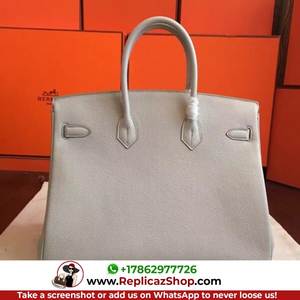 Hermes Pearl Grey Clemence Birkin 35cm Lushentic AAAAA Grade Replica - Image 7