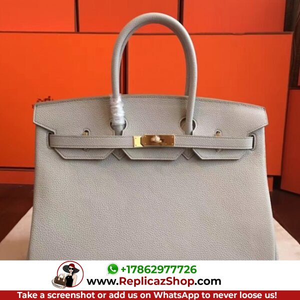 Hermes Pearl Grey Clemence Birkin 35cm Lushentic AAAAA Grade Replica
