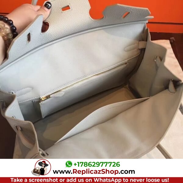 Hermes Pearl Grey Clemence Birkin 35cm Lushentic AAAAA Grade Replica - Image 8