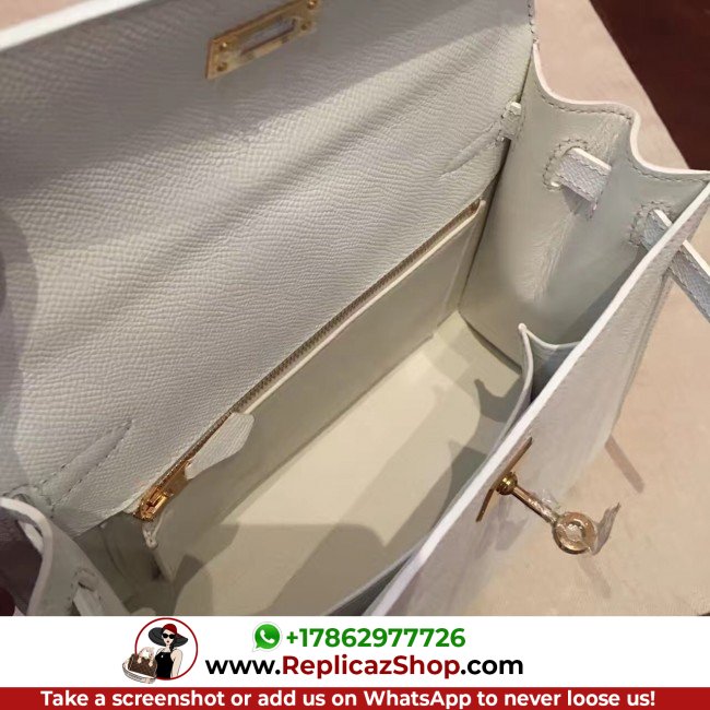 Hermes White Epsom Kelly 25cm Sellier Lushentic AAAAA Grade Replica - Image 4