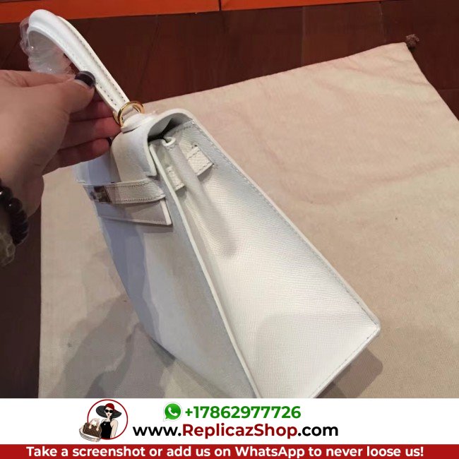 Hermes White Epsom Kelly 25cm Sellier Lushentic AAAAA Grade Replica - Image 5
