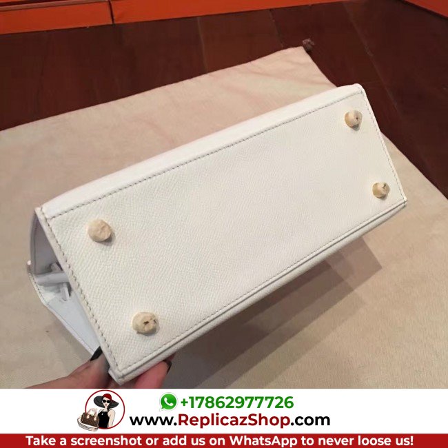Hermes White Epsom Kelly 25cm Sellier Lushentic AAAAA Grade Replica - Image 8