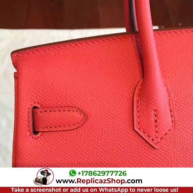 Hermes Rose Red Epsom Birkin 25cm Lushentic AAAAA Grade Replica - Image 5