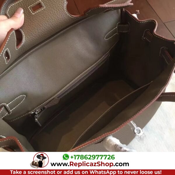Hermes Etoupe Clemence Birkin 25cm Lushentic AAAAA Grade Replica - Image 4