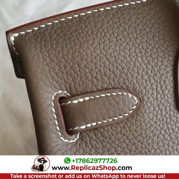 Hermes Etoupe Clemence Birkin 25cm Lushentic AAAAA Grade Replica - Image 5