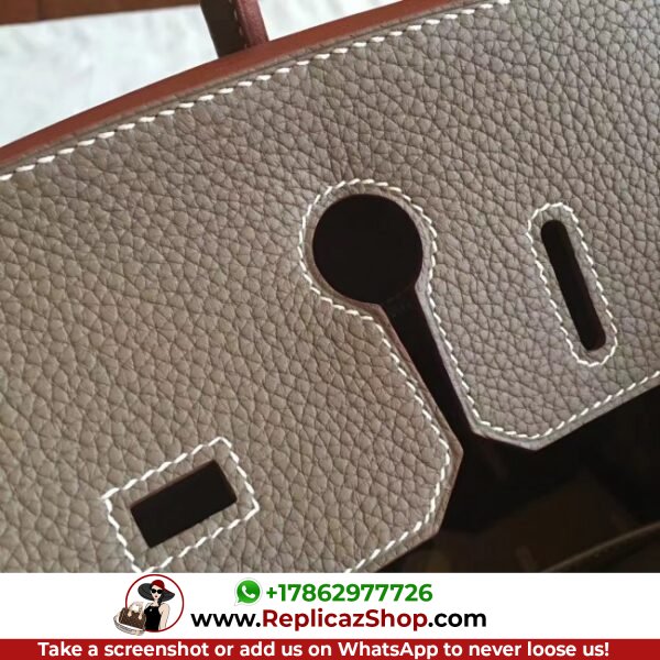 Hermes Etoupe Clemence Birkin 25cm Lushentic AAAAA Grade Replica - Image 6