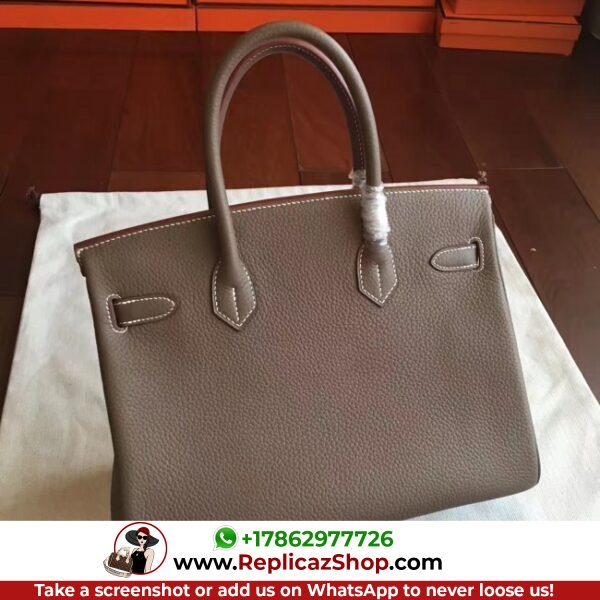 Hermes Etoupe Clemence Birkin 25cm Lushentic AAAAA Grade Replica - Image 7