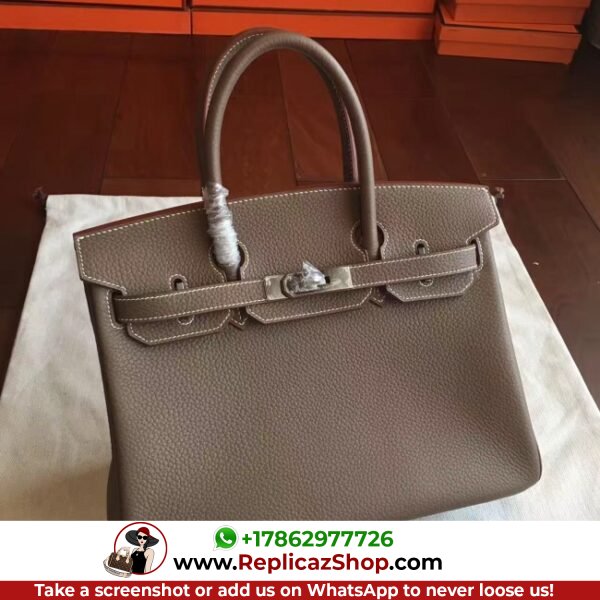 Hermes Etoupe Clemence Birkin 25cm Lushentic AAAAA Grade Replica