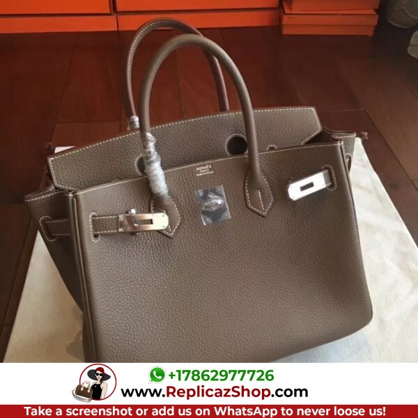 Hermes Etoupe Clemence Birkin 25cm Lushentic AAAAA Grade Replica - Image 8
