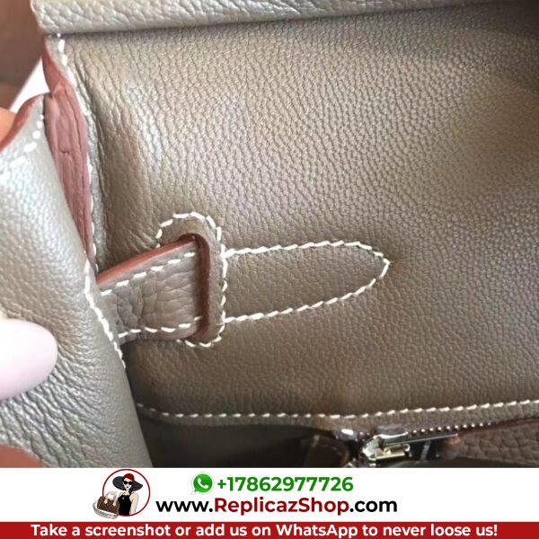 Hermes Etoupe Clemence Birkin 25cm Lushentic AAAAA Grade Replica - Image 9