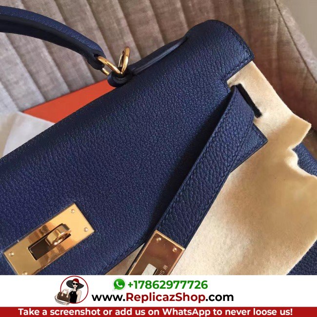 Hermes Sapphire Clemence Kelly Retourne 28cm Lushentic AAAAA Grade Replica - Image 3