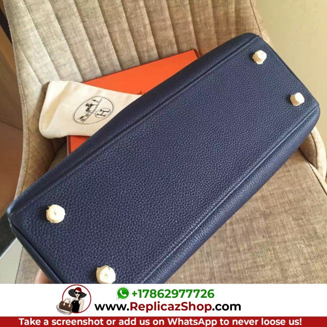 Hermes Sapphire Clemence Kelly Retourne 28cm Lushentic AAAAA Grade Replica - Image 6