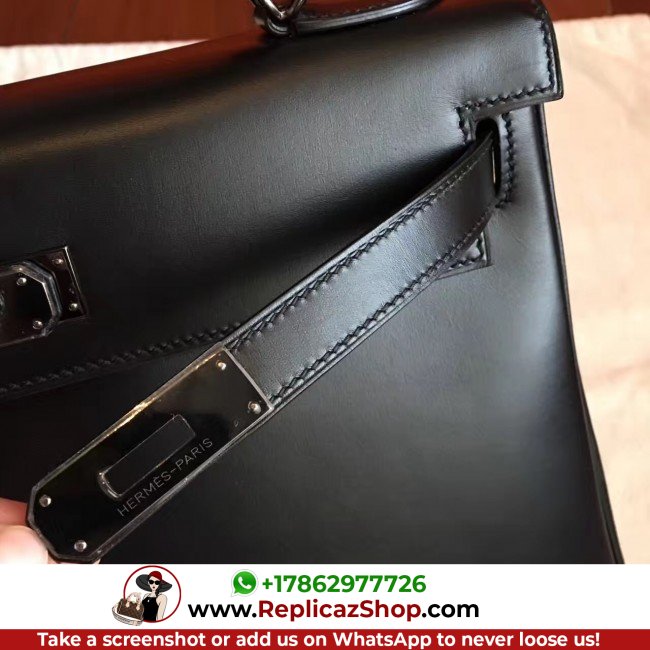 Hermes So Black Box Kelly Retourne 32cm Lushentic AAAAA Grade Replica - Image 4