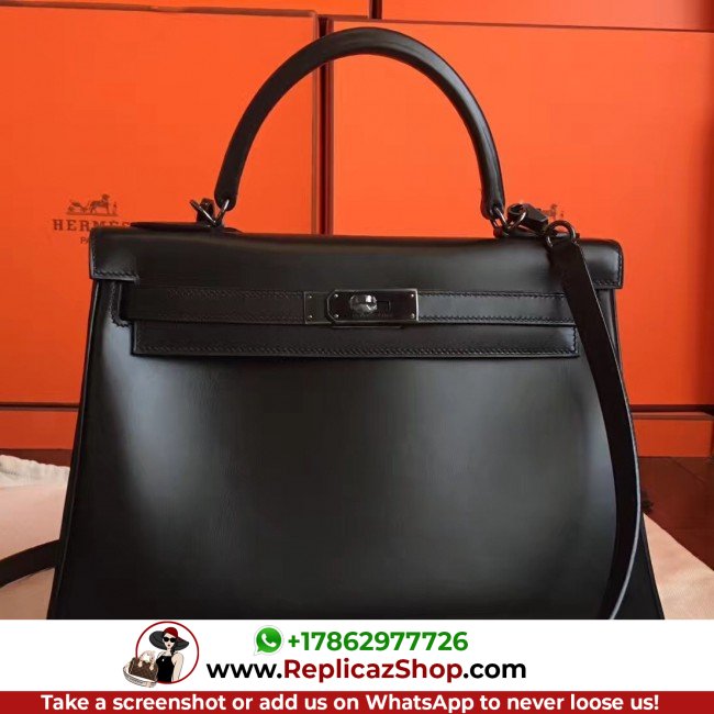 Hermes So Black Box Kelly Retourne 32cm Lushentic AAAAA Grade Replica