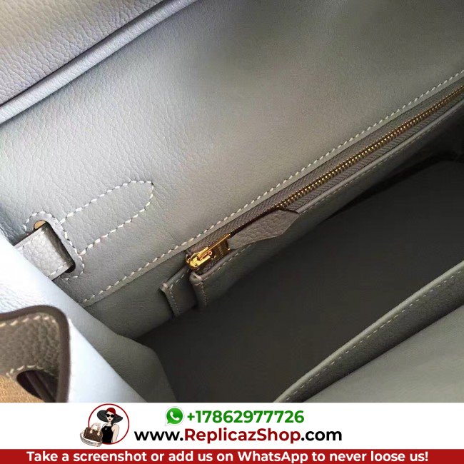 Hermes Blue Lin Clemence Birkin 30cm Lushentic AAAAA Grade Replica - Image 5