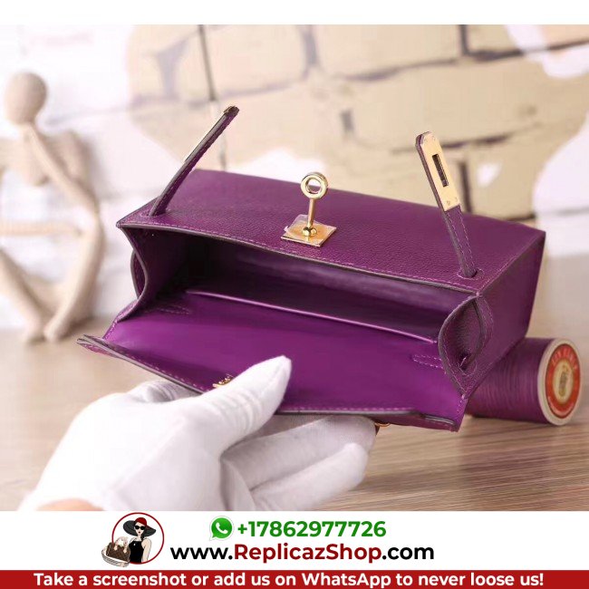 Hermes Cyclamen Epsom Kelly Mini II 20cm Lushentic AAAAA Grade Replica - Image 3