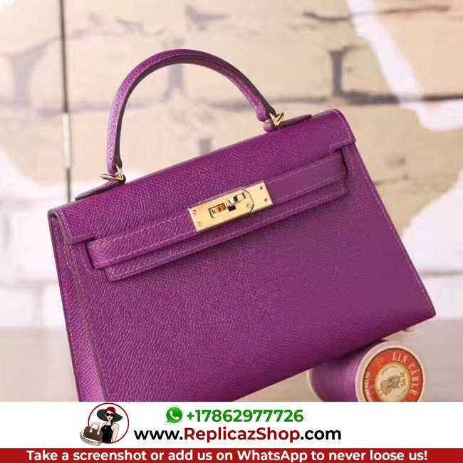 Hermes Cyclamen Epsom Kelly Mini II 20cm Lushentic AAAAA Grade Replica