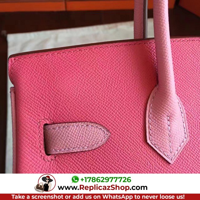 Hermes Rose Lipstick Espom Horseshoe Brikin 30cm Lushentic AAAAA Grade Replica - Image 4