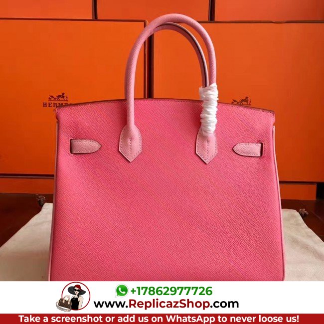 Hermes Rose Lipstick Espom Horseshoe Brikin 30cm Lushentic AAAAA Grade Replica - Image 7