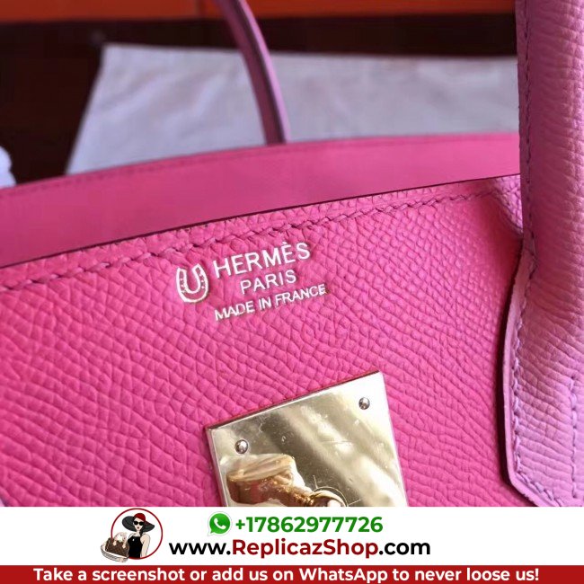 Hermes Rose Lipstick Espom Horseshoe Brikin 30cm Lushentic AAAAA Grade Replica - Image 8