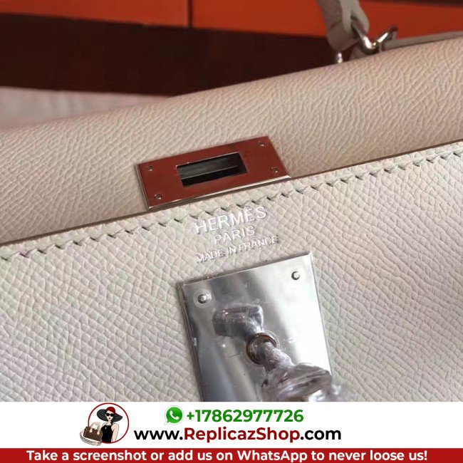 Hermes White Epsom Kelly Sellier 28cm Lushentic AAAAA Grade Replica - Image 4