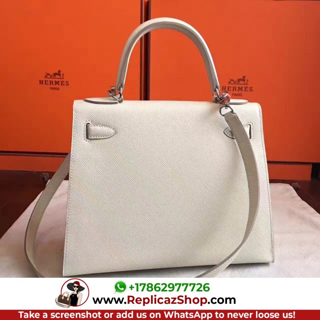 Hermes White Epsom Kelly Sellier 28cm Lushentic AAAAA Grade Replica - Image 7