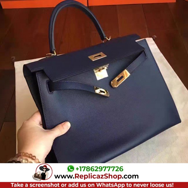 Hermes Sapphire Epsom Kelly 32cm Sellier Lushentic AAAAA Grade Replica - Image 3