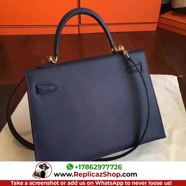 Hermes Sapphire Epsom Kelly 32cm Sellier Lushentic AAAAA Grade Replica - Image 6