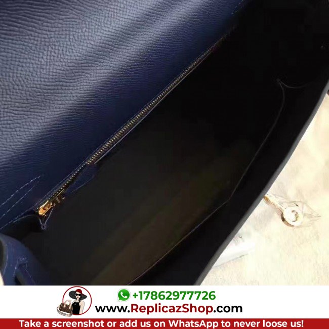 Hermes Sapphire Epsom Kelly 32cm Sellier Lushentic AAAAA Grade Replica - Image 7