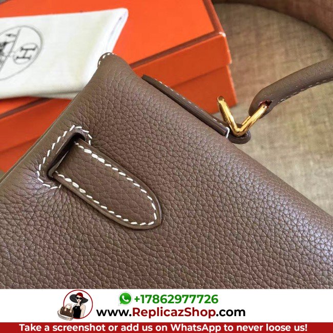 Hermes Etoupe Clemence Kelly Retourne 28cm Lushentic AAAAA Grade Replica - Image 3