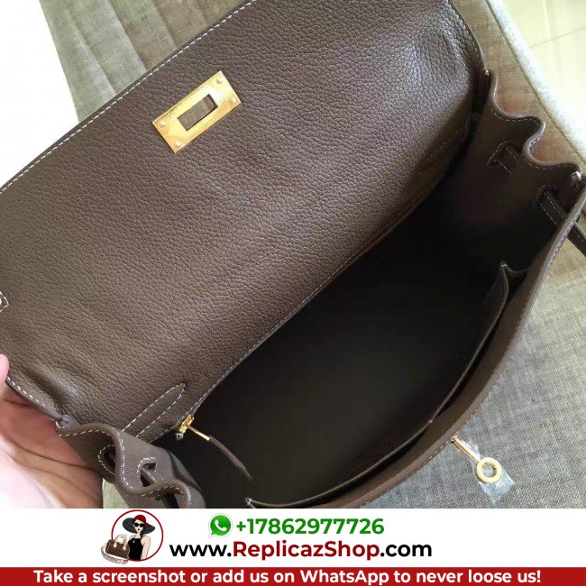 Hermes Etoupe Clemence Kelly Retourne 28cm Lushentic AAAAA Grade Replica - Image 6