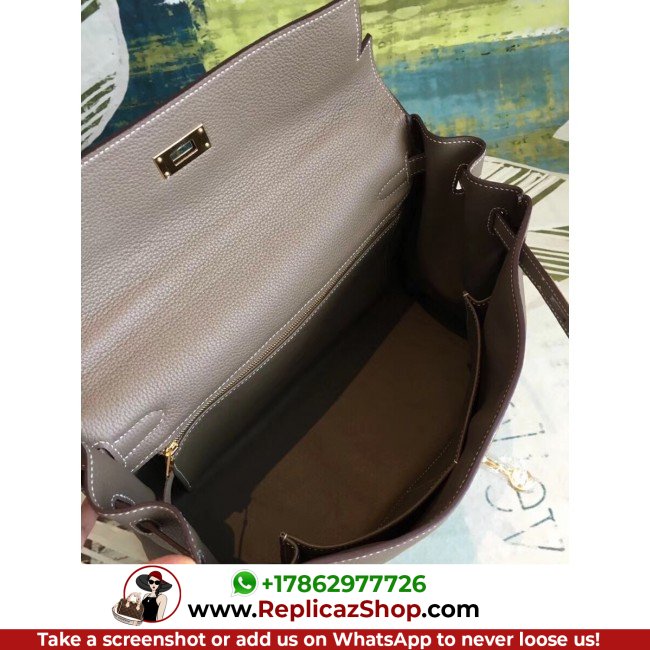 Hermes Taupe Clemence Kelly 35cm Lushentic AAAAA Grade Replica - Image 6
