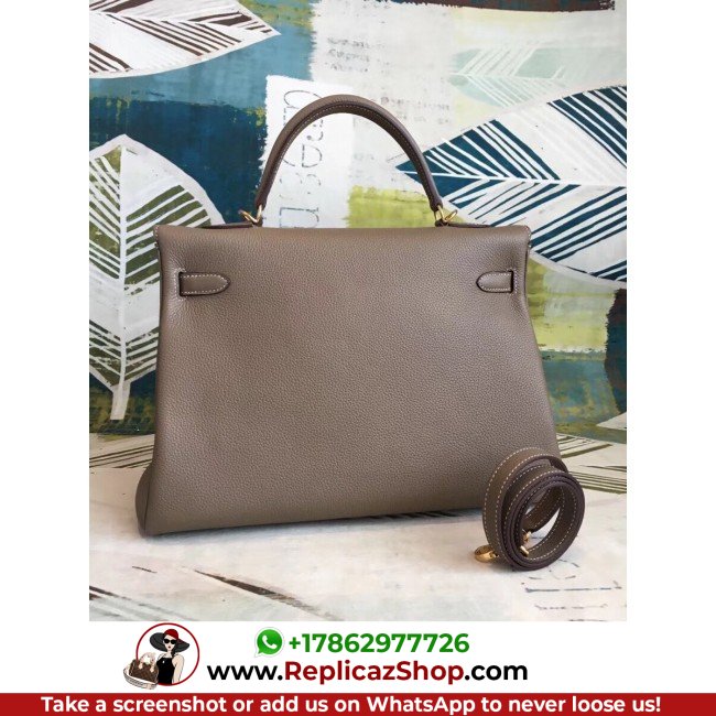 Hermes Taupe Clemence Kelly 35cm Lushentic AAAAA Grade Replica - Image 7
