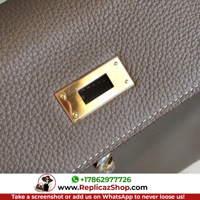 Hermes Taupe Clemence Kelly 35cm Lushentic AAAAA Grade Replica - Image 9