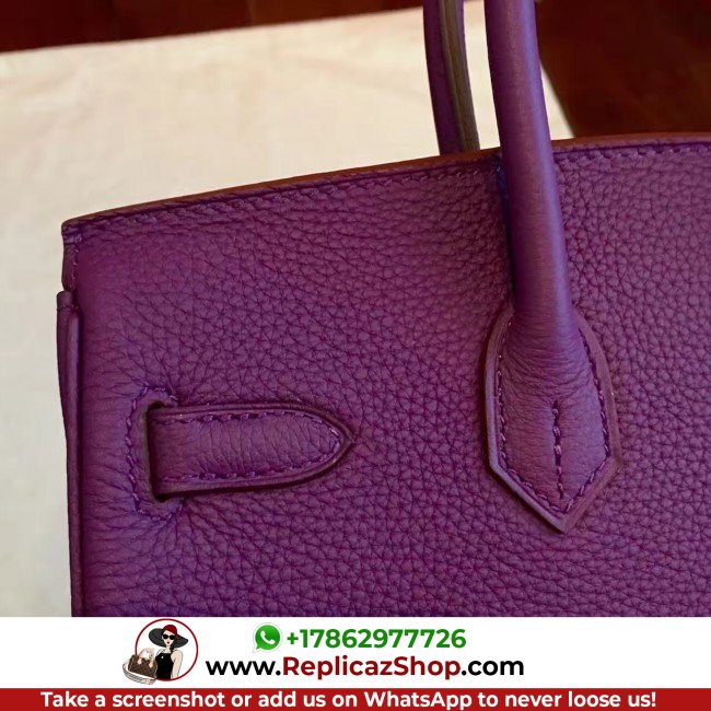 Hermes Cyclamen Clemence Birkin 25cm Lushentic Grade Replica - Image 4