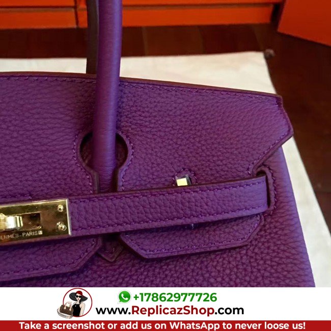 Hermes Cyclamen Clemence Birkin 25cm Lushentic Grade Replica - Image 5
