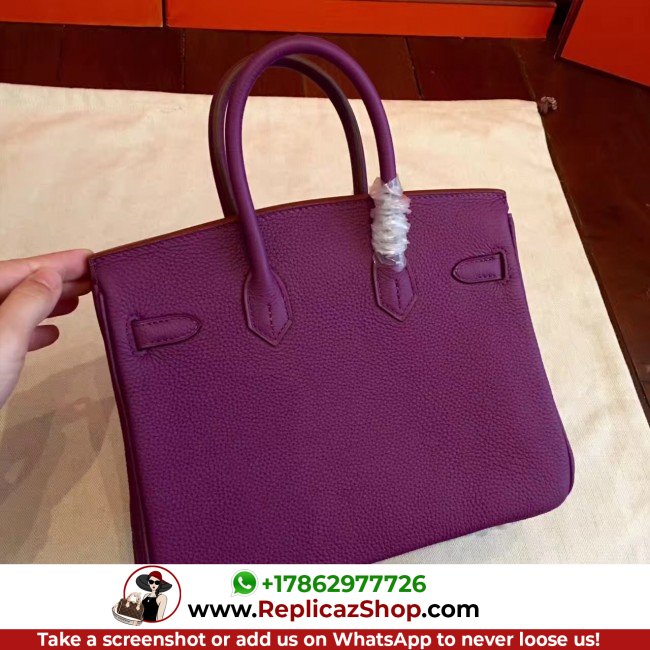 Hermes Cyclamen Clemence Birkin 25cm Lushentic Grade Replica - Image 6