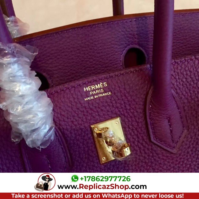 Hermes Cyclamen Clemence Birkin 25cm Lushentic Grade Replica - Image 7