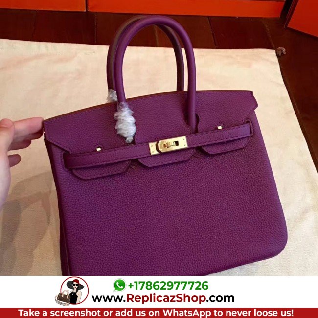Hermes Cyclamen Clemence Birkin 25cm Lushentic Grade Replica - Image 3