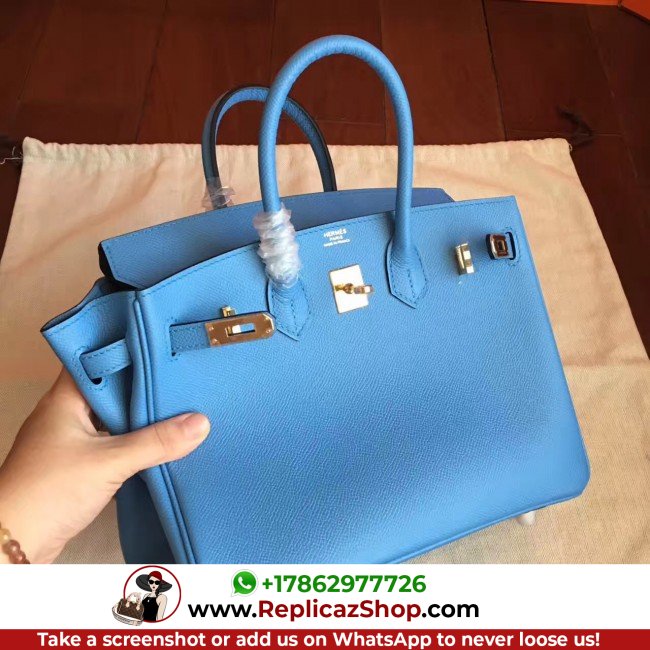 Hermes Blue Paradiso Epsom Birkin 25cm Lushentic AAAAA Grade Replica - Image 4