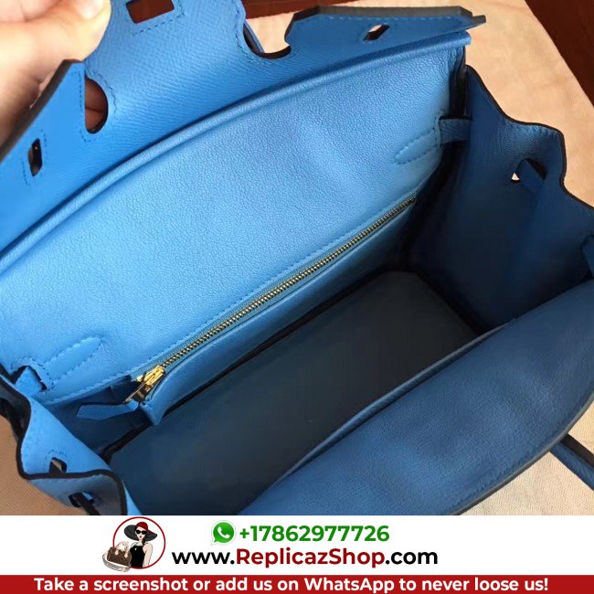 Hermes Blue Paradiso Epsom Birkin 25cm Lushentic AAAAA Grade Replica - Image 6