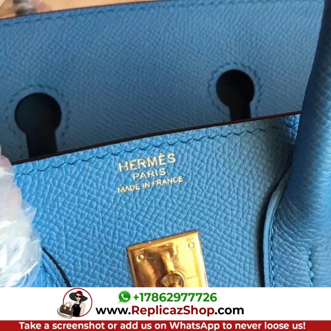 Hermes Blue Paradiso Epsom Birkin 25cm Lushentic AAAAA Grade Replica - Image 7