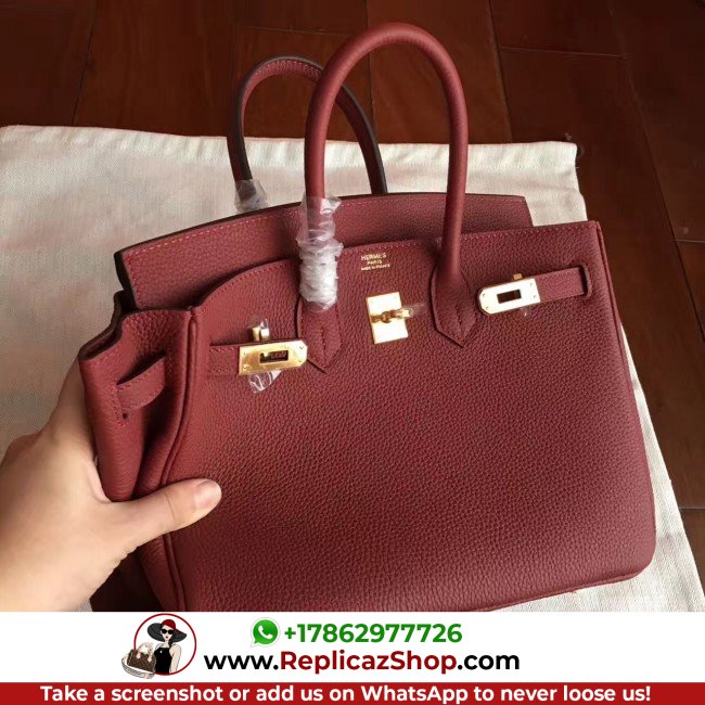 Hermes Bordeaux Clemence Birkin 25cm Lushentic AAAAA Grade Replica - Image 4