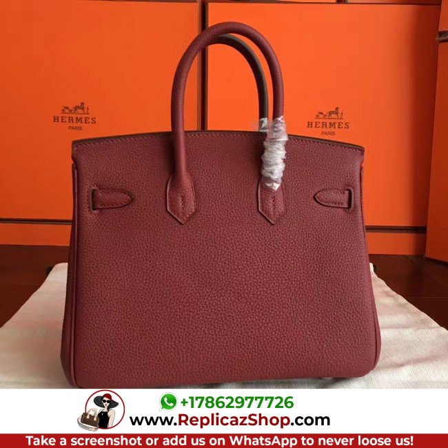Hermes Bordeaux Clemence Birkin 25cm Lushentic AAAAA Grade Replica - Image 6