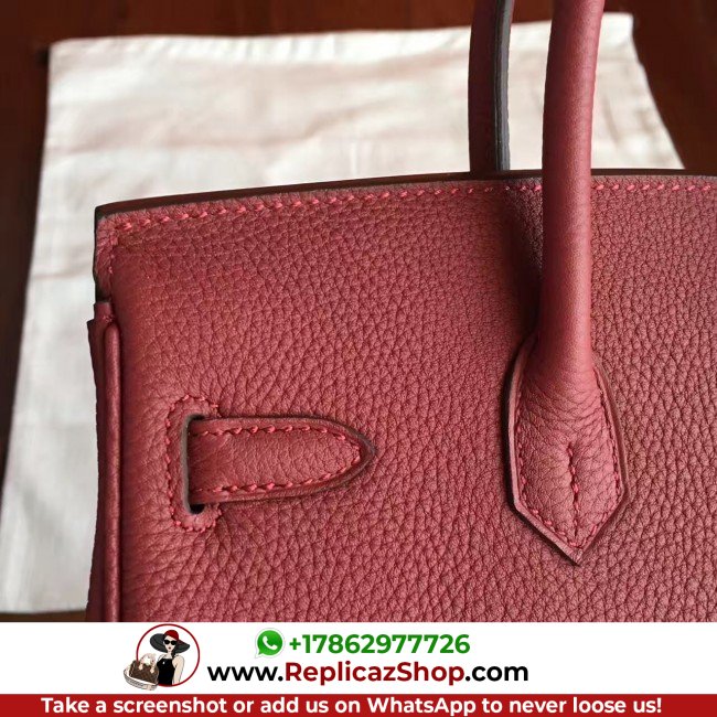 Hermes Bordeaux Clemence Birkin 25cm Lushentic AAAAA Grade Replica - Image 2