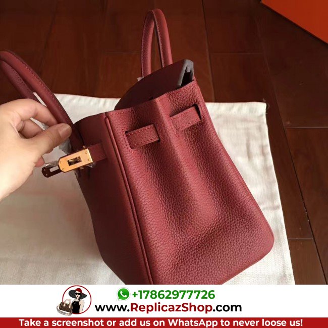 Hermes Bordeaux Clemence Birkin 25cm Lushentic AAAAA Grade Replica - Image 8