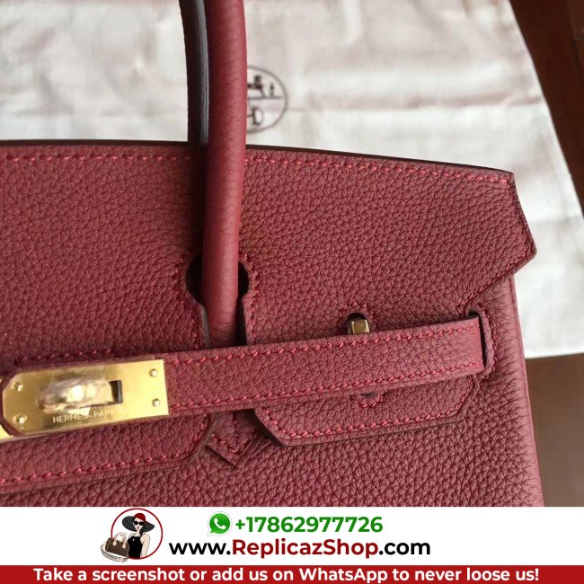 Hermes Bordeaux Clemence Birkin 25cm Lushentic AAAAA Grade Replica - Image 9