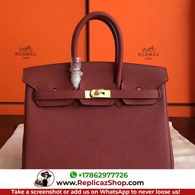 Hermes Bordeaux Clemence Birkin 25cm Lushentic AAAAA Grade Replica